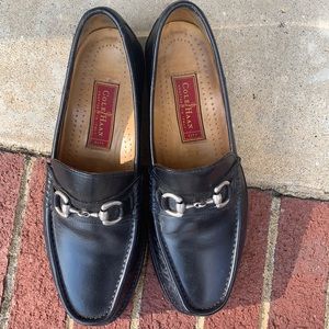 Cole Haan silver horse bit black leather loafers Sz 9 1/2 M